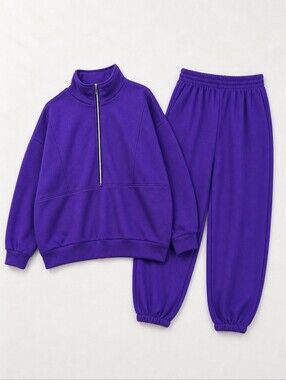 Purple Sweatsuit 2PC Set Women's Size 4XL Lounge Sweatpants Oversized Casual